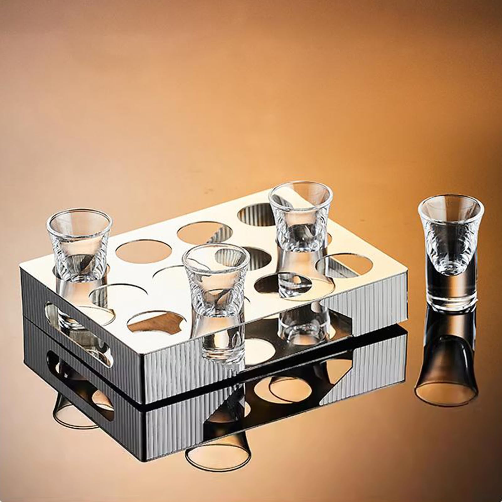 Juego de vasos de chupito para fiesta con estante de almacenamiento para whisky, tequila, licores, fiesta (18 vasos de 25 ml + estante)