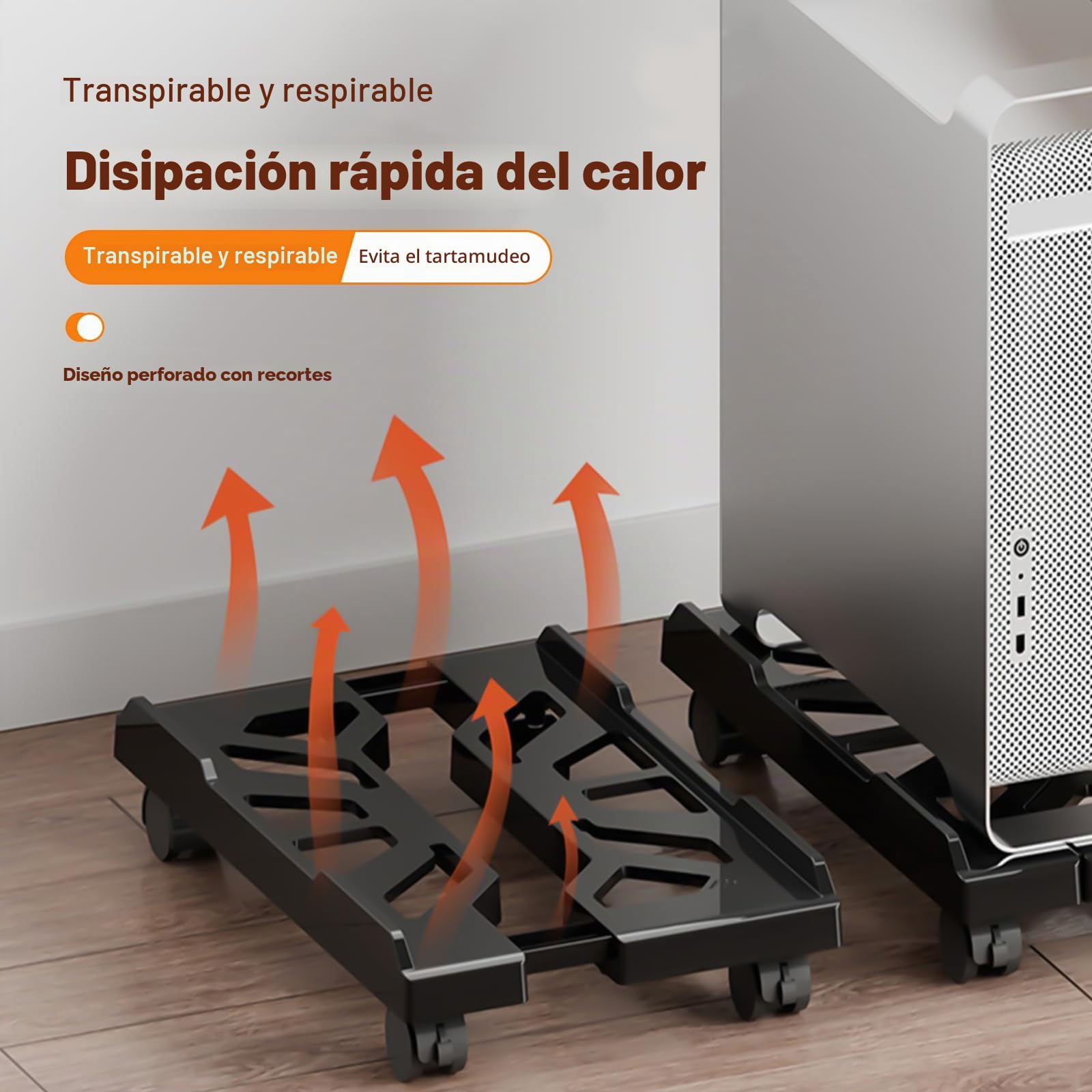 Soporte para PC bajo escritorio con ruedas giratorias ajustable negro