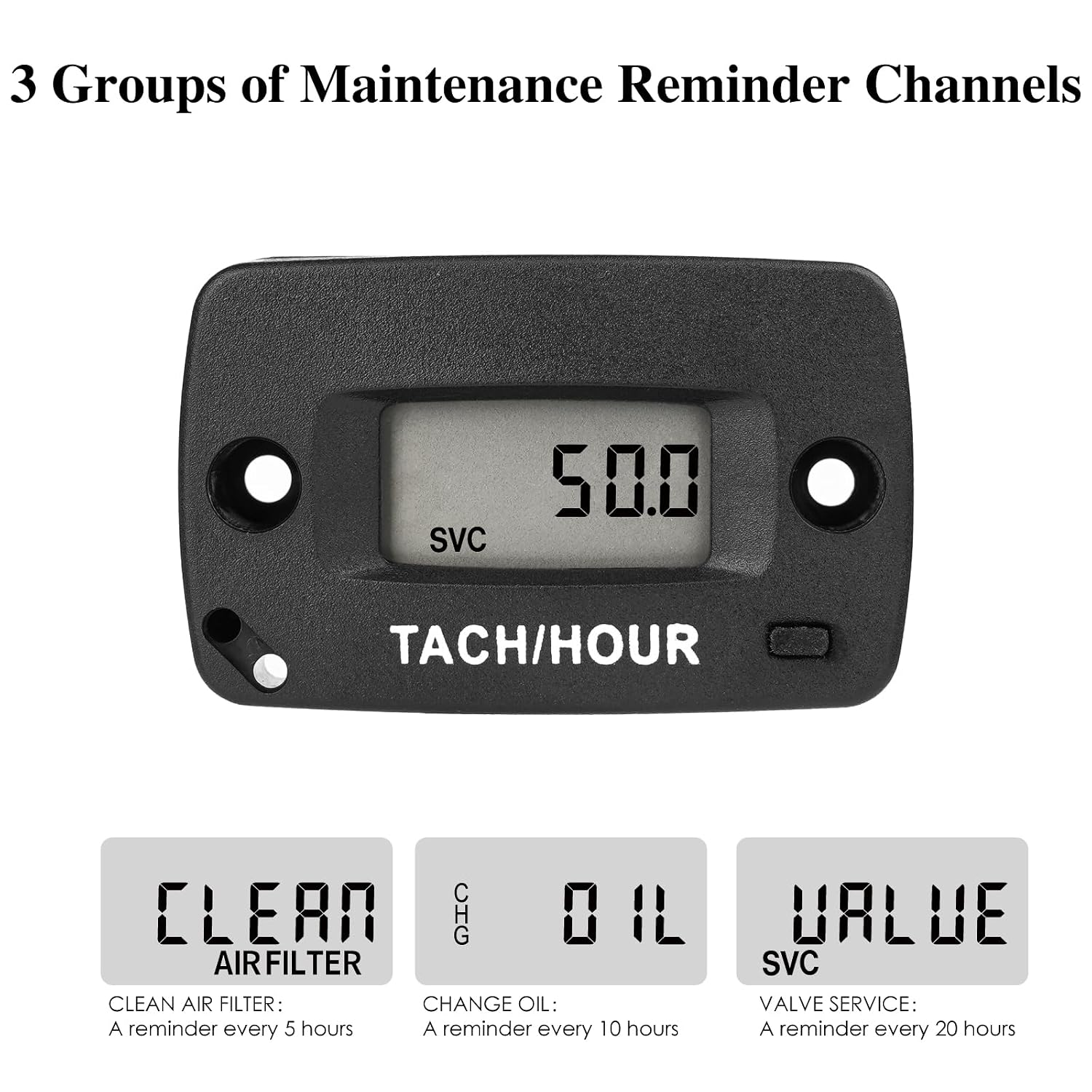 Tachometer Hour Meter with Maintenance Timer,Ease of Installation, Waterproof IP68,Use for Motorcycle Dirt Bike Chainsaw
