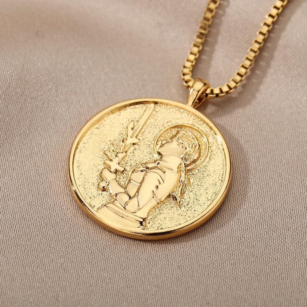 18 Karat Vergoldete Halskette Medaille Medaillon Königin Halskette
