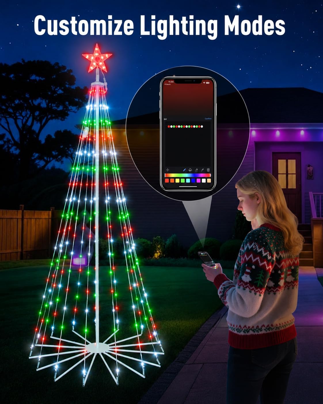 10FT Smart Outdoor Christmas Cone Tree, 514 LED image 2