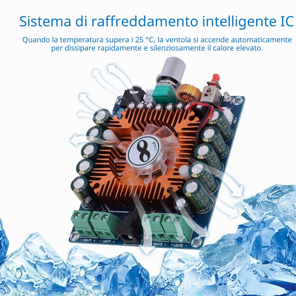 Amplificatore HiFi 4x50W, Piastra 4 Digitale Stereo | amplificatore mini piastra potenza DC 12-16V protezione sovracorrente auto