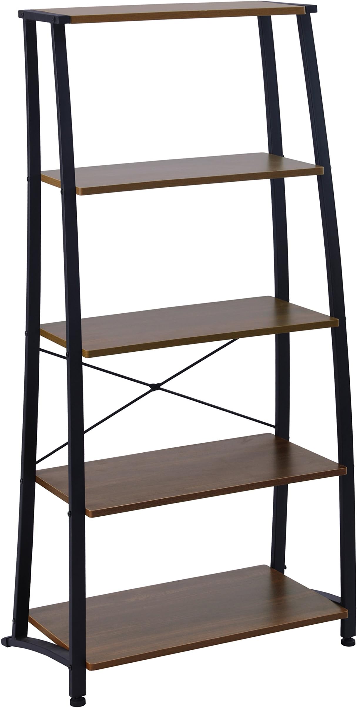 FIVEGIVEN 5 Tier Ladder Book Shelf Tall Bookshelf Modern Open Wood Espresso