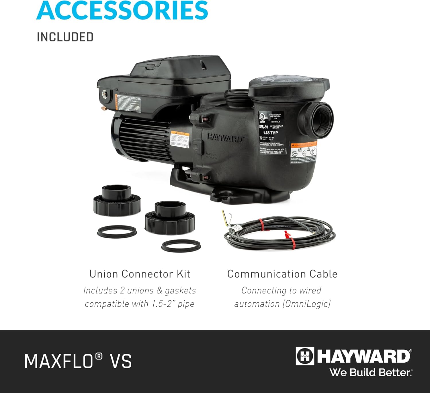 Hayward W3SP2303VSP MaxFlo VS Variable-Speed Pool Pump, Black