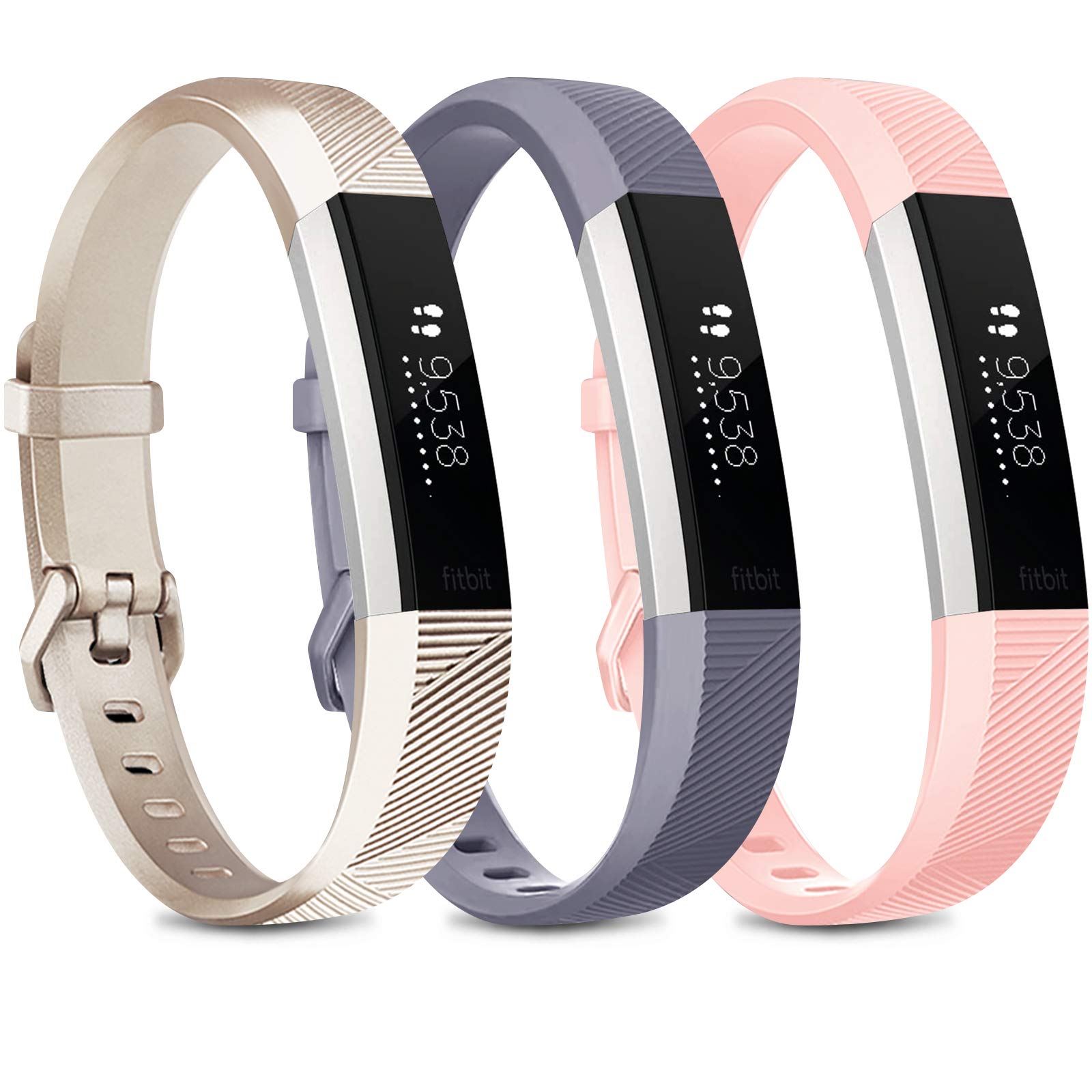 Wanme for Fitbit Alta Strap/Fitbit Alta HR Strap, Adjustable Replacement Soft Silicone Sport Straps for Fitbit Alta HR and Fitbit Alta (NO Tracker(3 Pack)