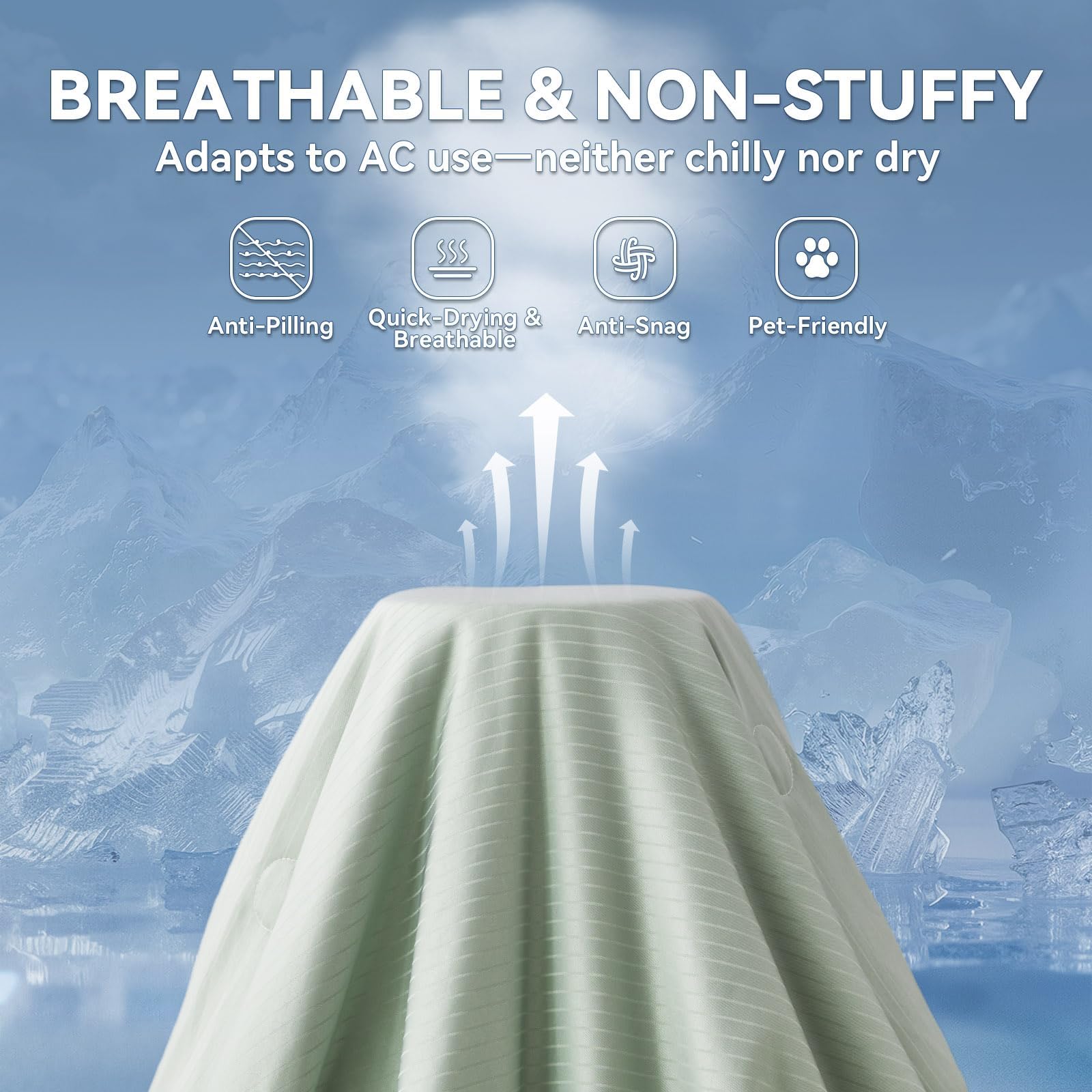 Qucover Trapunta Estiva Letto Matrimoniale 200 x 230, Arc-Chill 3.0 Q-Max>0.5 Trapunta Microfibra Leggera Reversibile, Coperta Rinfrescante Fresco Morbido Traspirante Multiuso, Grigio Verde