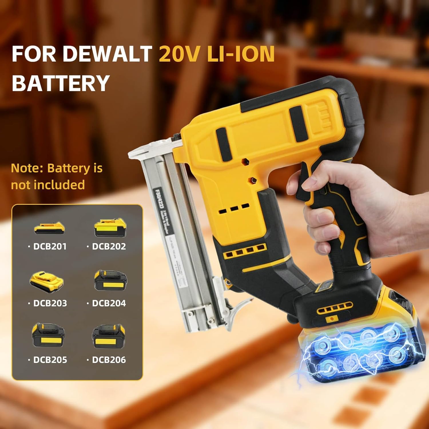 2 in 1 Electric Brad Nailer Compatible with DeWalt 20V Battery(Tool Only), 18 Gauge Cordless Battery Powered Nail Gun/Staple Gun with 1000 Nails &1000 Staples, for Home Improvement, DIY Woodworking