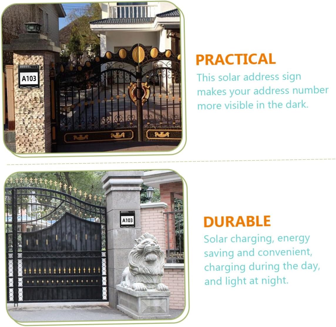 1 Set Solar Powered Address Sign Lamp Bright White Light Solar House Number Sign for Outdoor Use Easy Installation for Garden Patio and Pathway Visibility