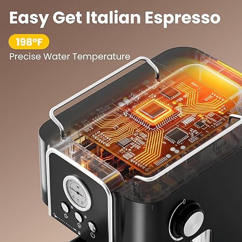 Miniatura 4 de Cafetera profesional de 20 bares, semiautomática con vaporizador de leche, máquina todo en uno con tanque extraíble de 1.8 L para capuchino con