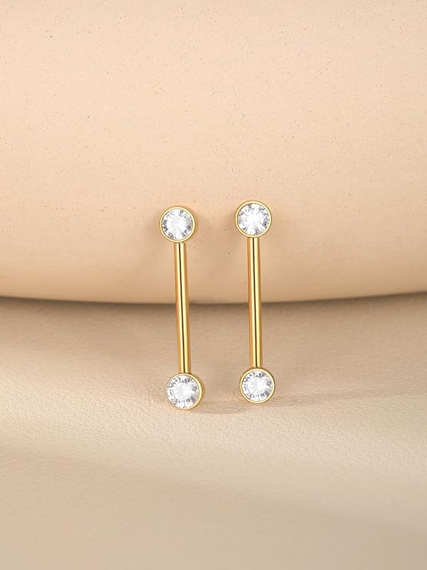 Aumeo 14G 16mm Nipple Rings G23 Titanium Internally Threaded Nipple Rings Gold Nipple Piercing Jewelry for Women 5mm Gold by Aumeo - Used condition - Image 12