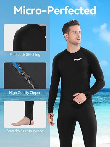 Miniatura 4 de COPOZZ Traje de neopreno para hombre  Traje húmedo con cremallera frontal para esnórquel, surf, equipo de buceo, paddleboarding, deportes acuáticos