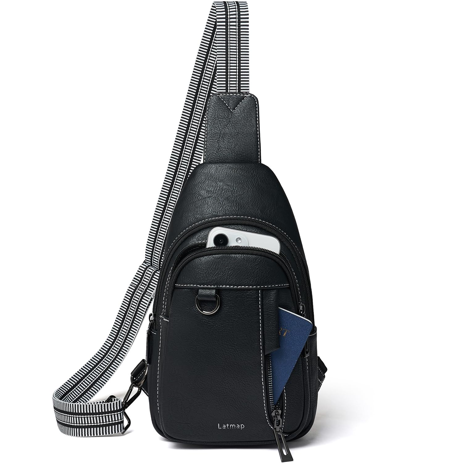LATMAP 7L Sling Bag Damen,Brusttasche Damen Kleine Crossbody Bag PU Leder Tasche Umhängetasche Diebstahlsicher Schultertasche für Outdoor Sport
