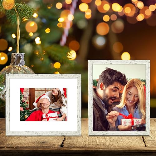 Miniatura 7 de Juego de 2 marcos de fotos de 12 x 16 pulgadas, color blanco rústico, para fotos de 11 x 14 pulgadas con paspartú o de 12 x 16 pulgadas sin paspartú