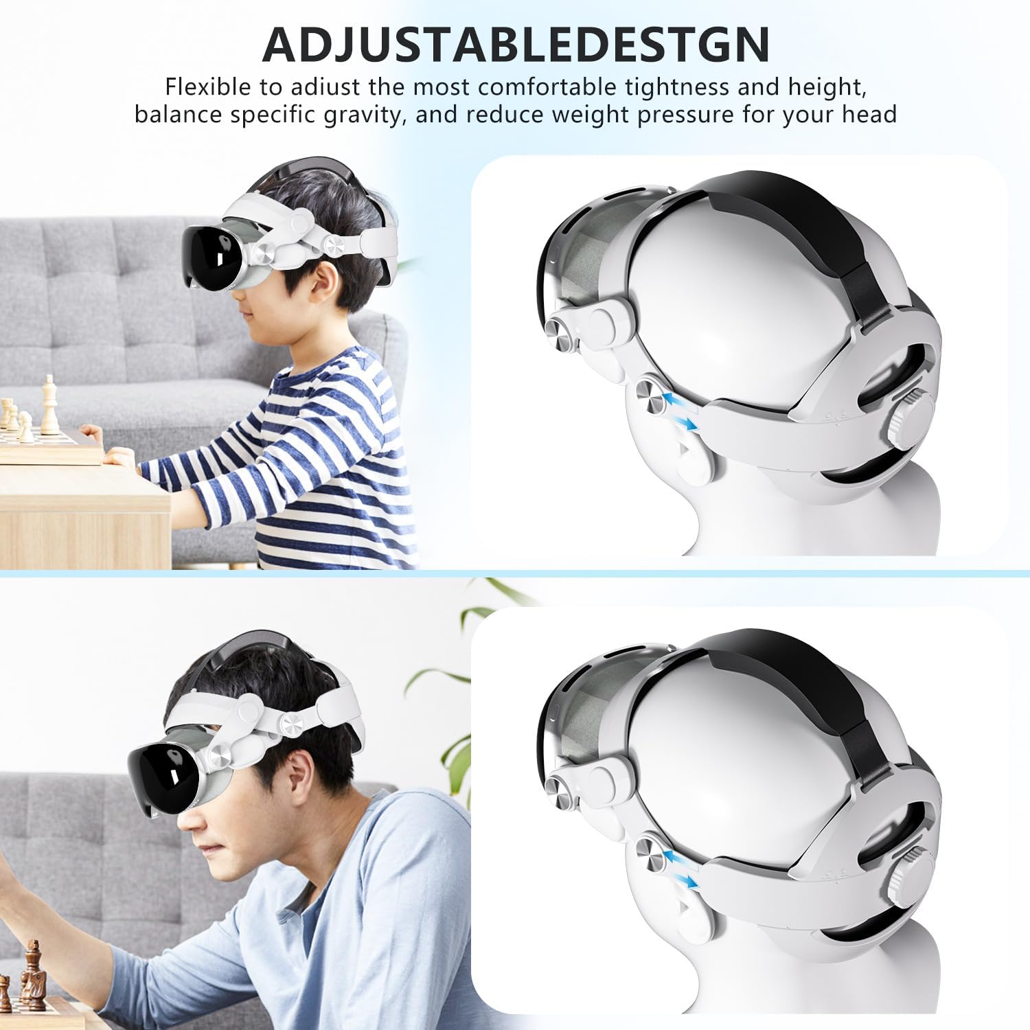 Head Strap for Apple Vision Pro, Comfort Elite Strap with PU Leather Cushion and Memory Foam, Pressure-Free Fit, Quick Installation