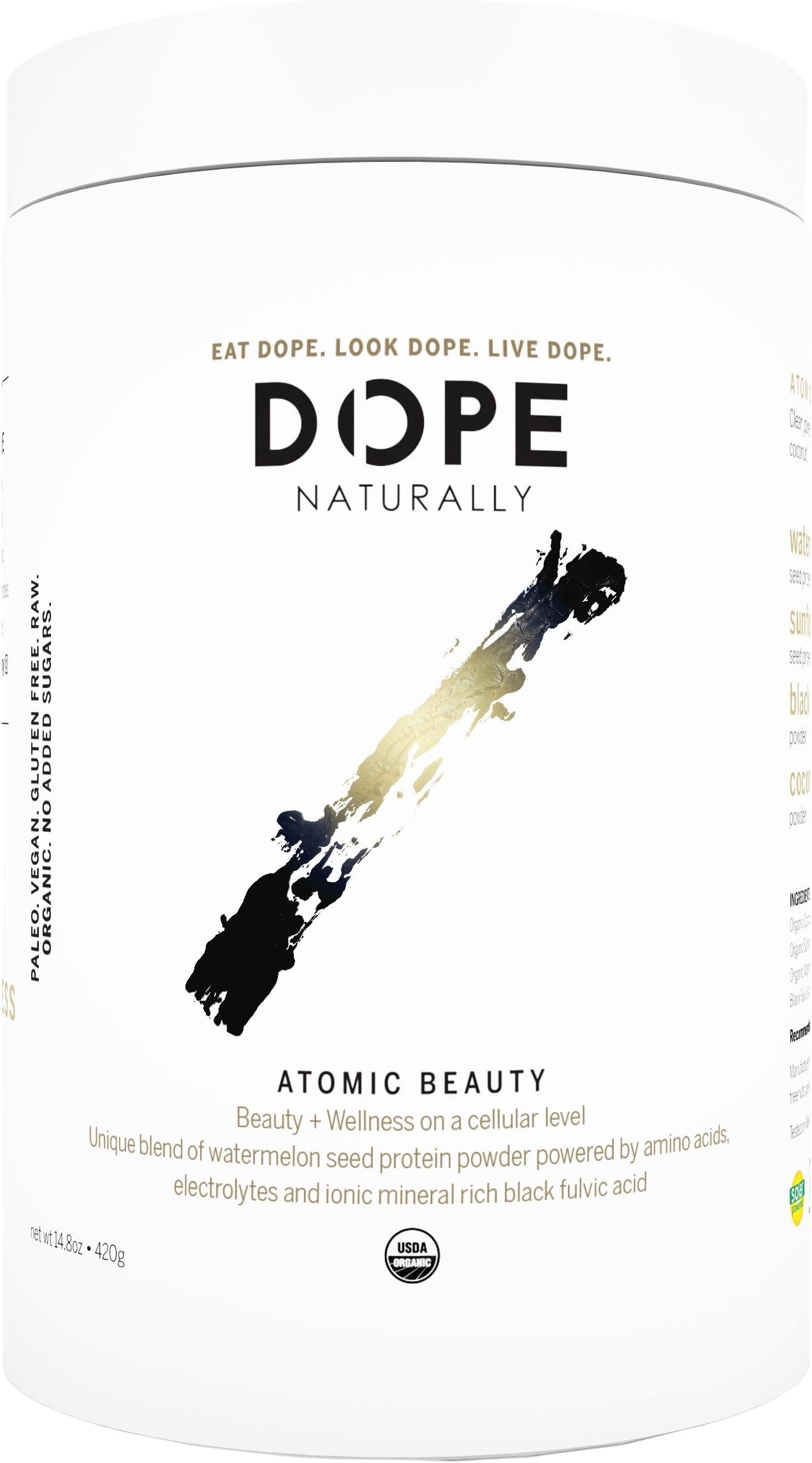 DOPE Naturally - Atomic Beauty - Raw Organic Vegan Protein + Fulvic Acid, 420 Grams
