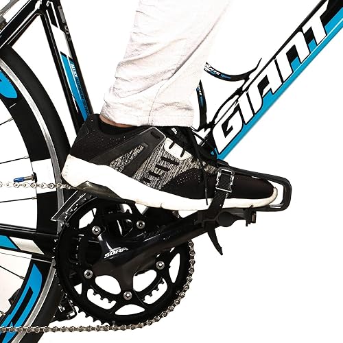 Miniatura 4 de ZONKIE Pedales de bicicleta con clip para el dedo del pie y correa, pedales de bicicleta de plástico para MTB y bicicleta de carretera, 9/16 pulgadas