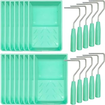 25 Pack 4 Inch Paint Tray Kit, Plastic Paint Tray with Roller Frame | Heavy Duty Sturdy Home Painting Supplies & Tools for Paint Rollers & Roller Brushes
