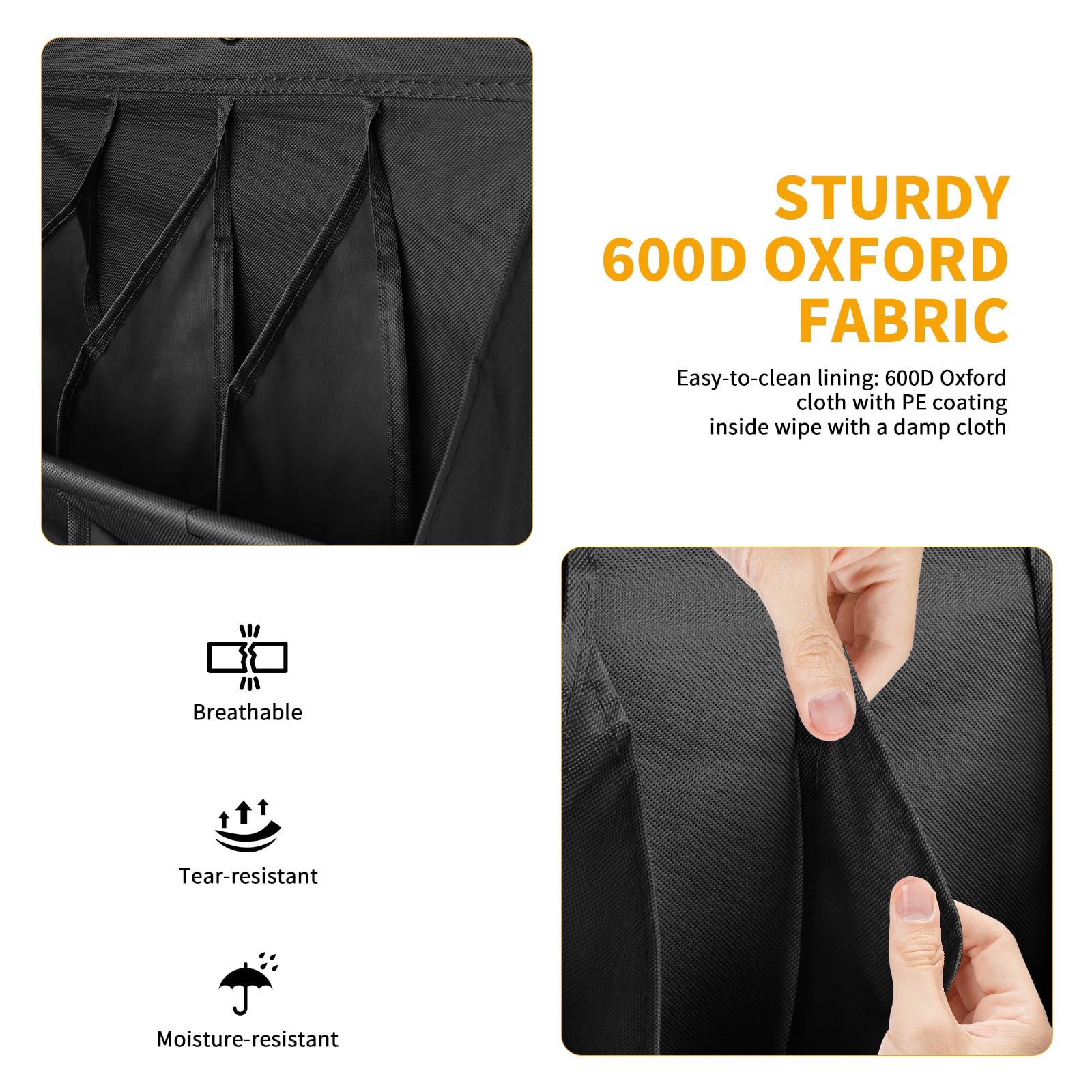 LJEC Organizer per scarpe da appendere, con gancio, porta scarpiera con 14 tasche profonde per armadio, organizer da appendere alla porta per campeggio, armadietto, dormitorio e camper, nero