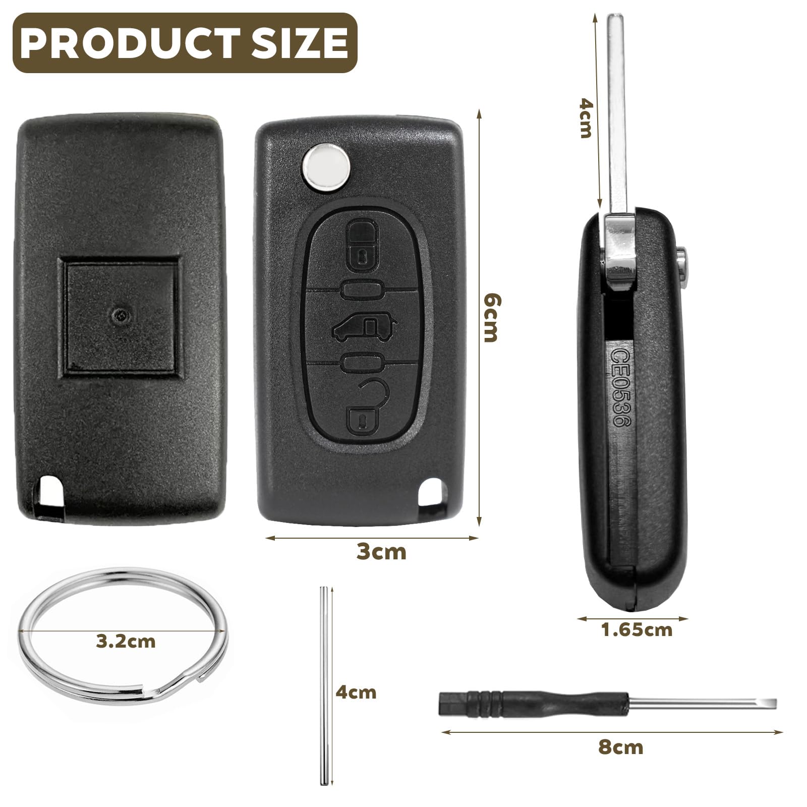 P-eugeot Partner Expert Citroen Jumpy Berlingo Toyota ProAce Fiat Scudo Telecomando Custodia Chiave CE0536