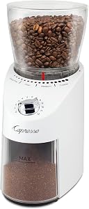 Capresso Infinity Plus conical burr grinder in white