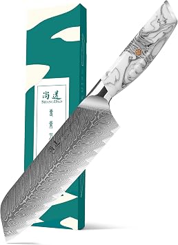 SHANGDAO Santoku Knife, 7" Japanese Damascus Forged Kitchen Knife, Professional Chopping Knife, Razor Sharp & Ergonomic Handle Design - gift box