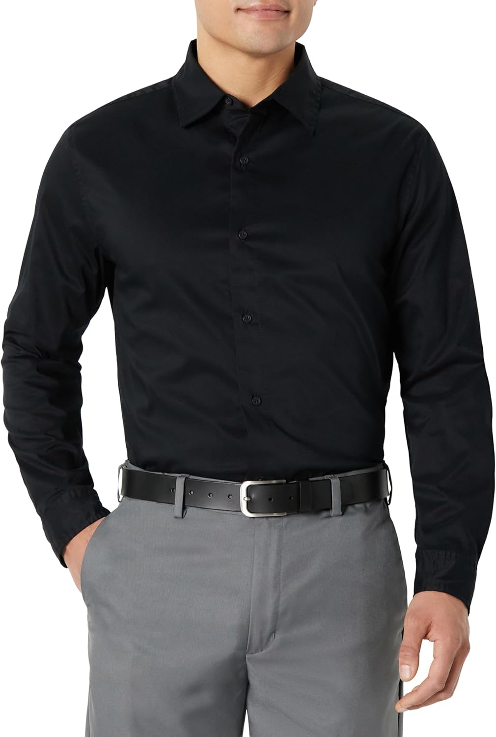 Amazon Essentials Men's Regular Fit Long Sleeve Wrinkle Resistant Stretch Dress Shirt