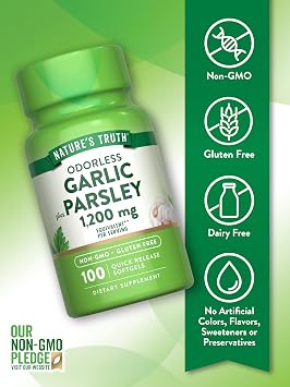 Nature's Truth Odorless Garlic and Parsley | 100 Softgels