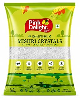 Pink Delight Mishri Crystals | Natural Rock Sugar (Mishri Dana) | Unrefined & Chemical Free | Premium Sugar Crystals for Prasad, Pooja, Milk, Tea & Ayurvedic Use | 800 g