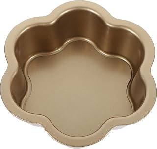 Kichvoe 8Inch Golden Carbon Steel Flower Shape Baking Pan for Cakes, Cookies, Mousse, Cheesecake