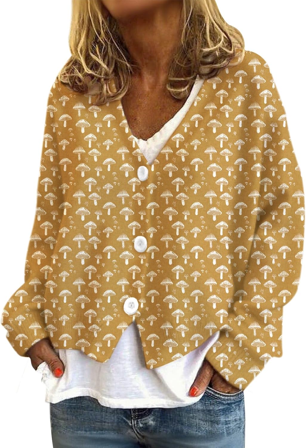 Cardigan Sweater for Women Button Down Long Sleeve Knitted Sweaters Vintage Open Front Cropped Outerwear