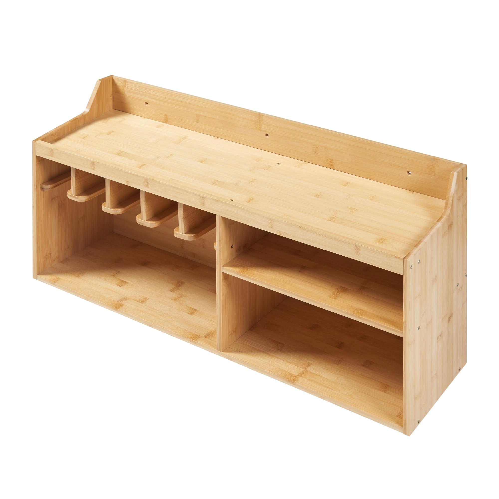 [en.casa] Werkzeug-Organizer Gjemnes Wandregal für Werkstatt mit Halterungen Werkzeugeinrichtung 86 x 25 x 45 cm Bambus Garage Werkzeughalter