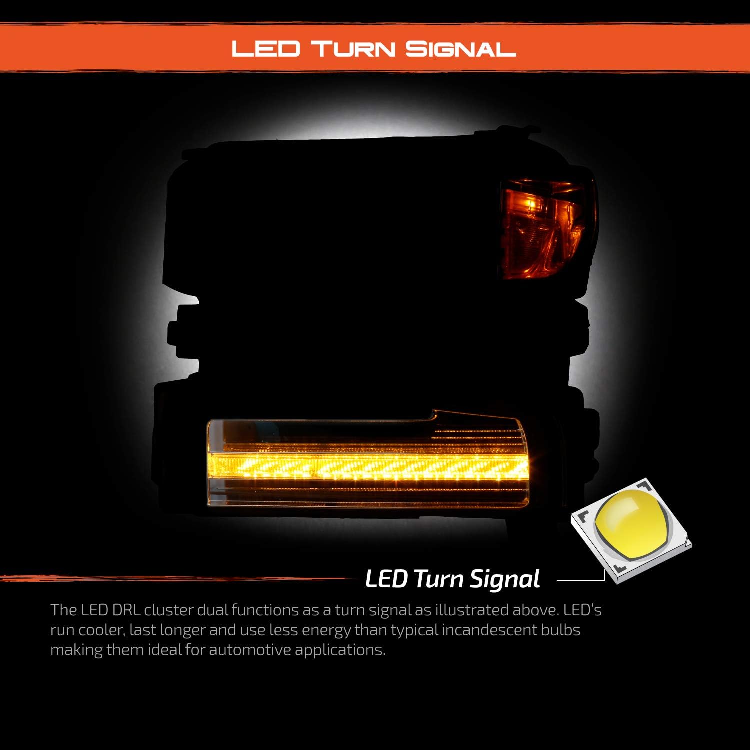 AKKON - Fits 2019-2022 Chevy Silverado 1500 [Halogen Type] Projector Chrome Headlights w/LED Sequential Signal Running Lamp Pair