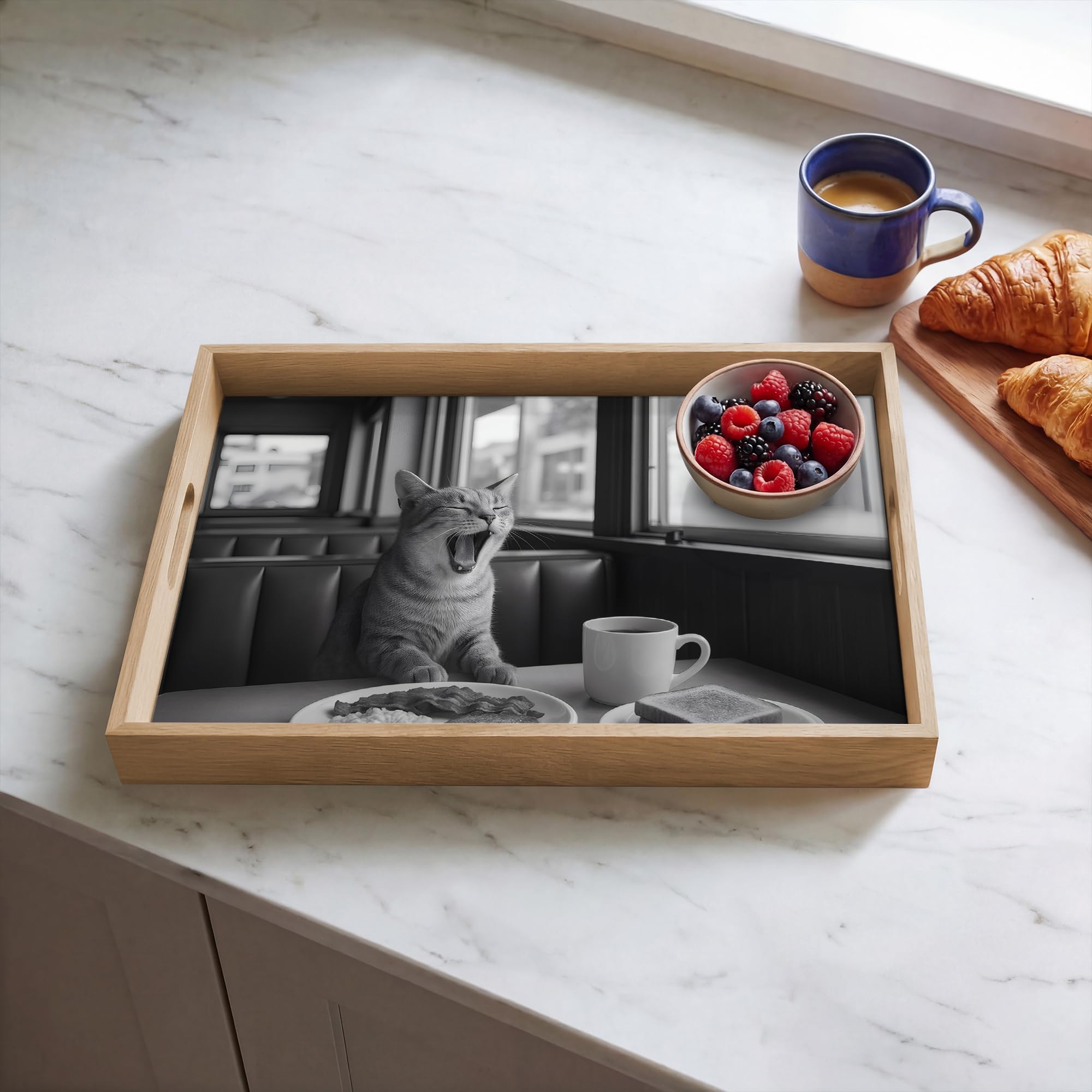 Plateau Bois Plateaux Service Decoratif Table Dejeuner Résistant