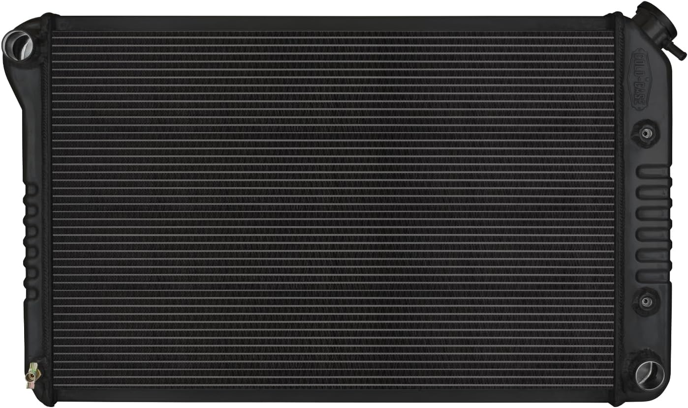 COLD - CASE CHC545AB Radiator, Black Night Rider Series, Driver Side Inlet, Passenger Side Outlet, Aluminum, Black Paint, Automatic, Compatible with GM F-Body 1970-81, Each