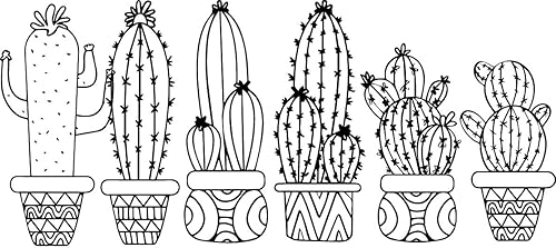Juego de 6 calcomanías de vinilo para pared, plantas de cactus, de 11 a 7 pulgadas cada una, decoración moderna para el hogar, sala de estar,