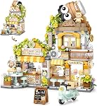 City Tea Shop Building Blocks Set, 860pcs Mini Bricks Construction House Toy Street View Building Blocks Toys for Boys Girls