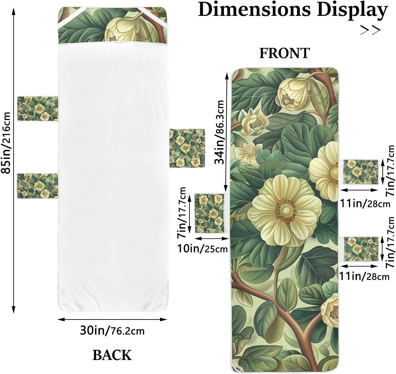 Elegant Floral Rhubarb Design Green Patio Lounge Chair Cover Soft Sturdy Patio Chaise Lounge Slipcover for Outdoor Sunbathing Trips, 85" X 30"