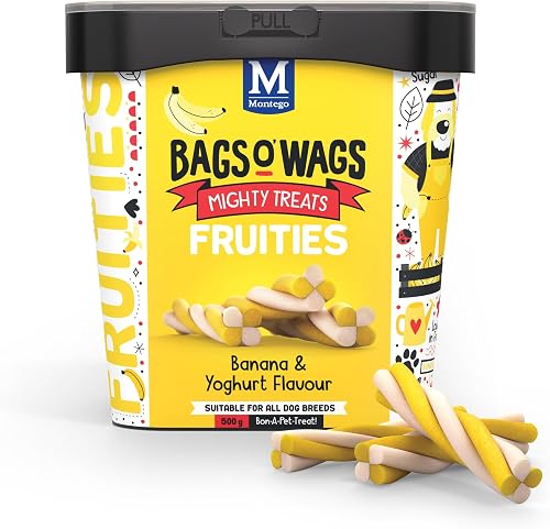 Montego Bags O' Wags Banana and Yoghurt Fruities Dog Treats 500 g (Pack of 4)
