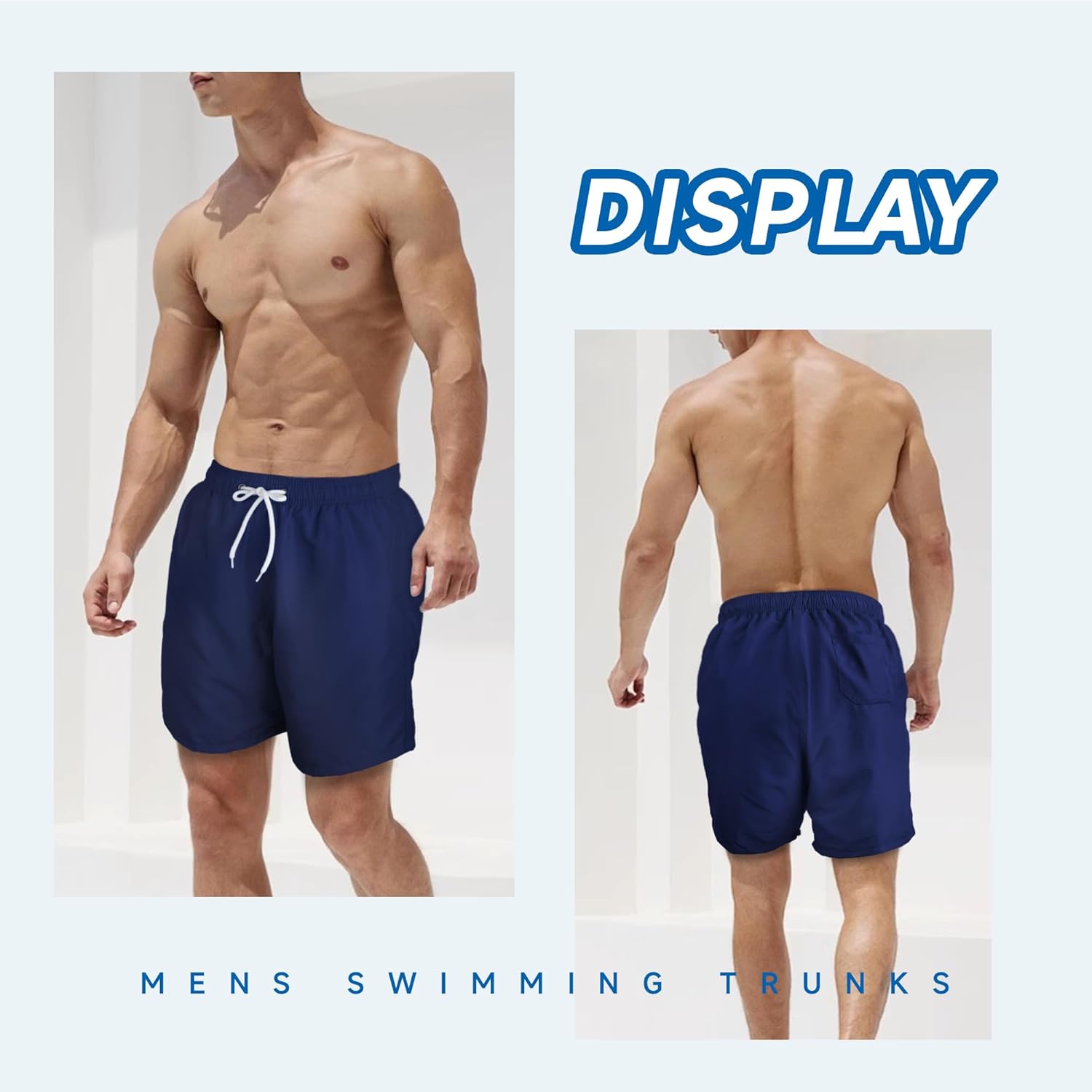 Mens Swim Trunks Swim Shorts Swimwear Quick Dry 7’’ Swimming Trunks with Mesh Lining Large Navy Blue image 5 of 5 B0D6K4BYM7