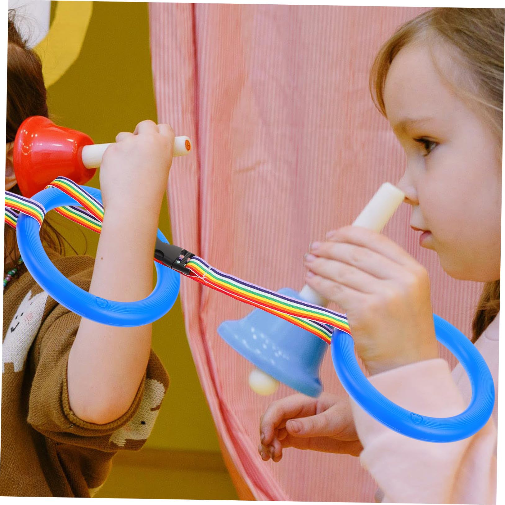 SUPVOX 12 Piezas Cuerda para Caminar Montessori con Asas Desmontables y Anillas Plásticas Cuerda Anti-pérdida para Grupos para Actividades al Aire y Control Guarderías de Colores Amarillo
