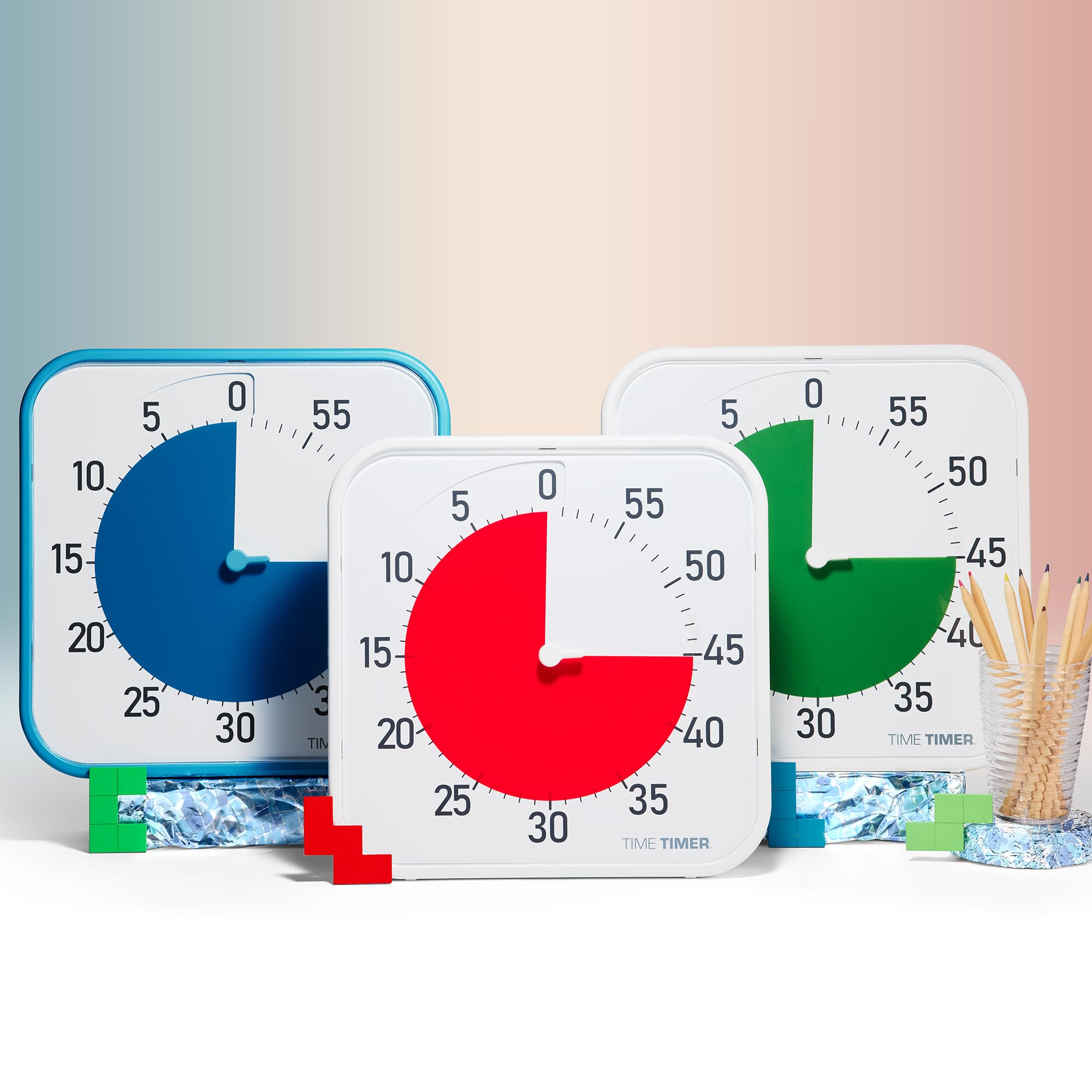Time Timer Original Large 30x30 cm Visueller Countdown-Timer – Großer 60-Minuten-Timer für Klassenzimmer, Studentengruppen und Erwachsenenbesprechungen – hilft bei Fokus, ADHS, Autismus (Weiss, Rot)