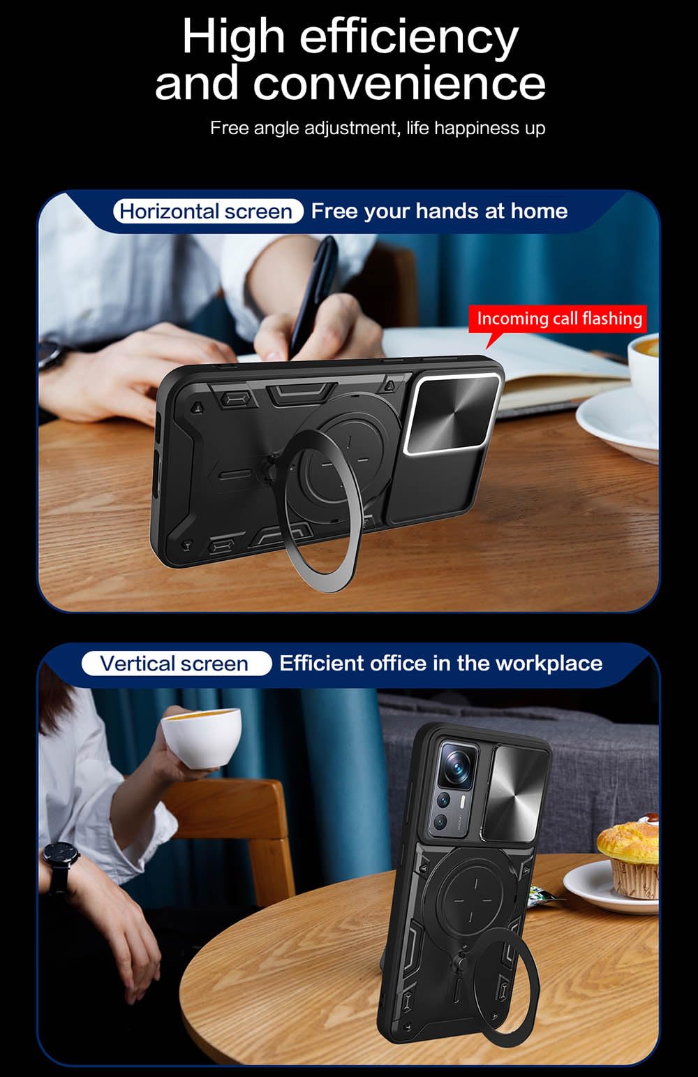 SEAHAI Cover for Xiaomi 12T PRO 5G / Xiaomi 12T 5G, Sliding [Camera