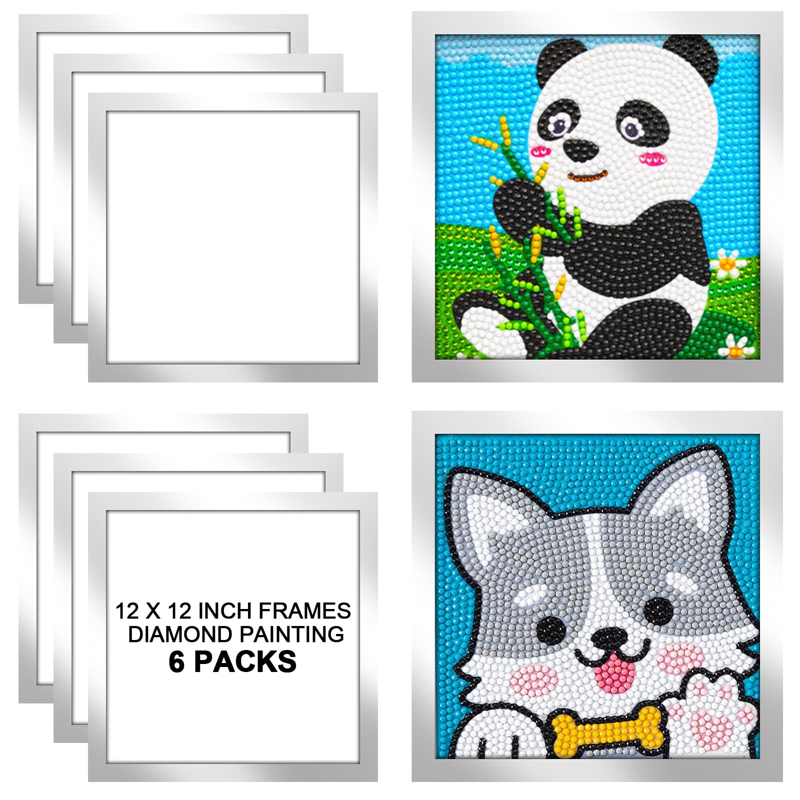 Hyuetrsa 12-Pack Magnetic Diamond Art Frames – 12x12 Inch Self-Adhesive Picture Frames For Wall Display