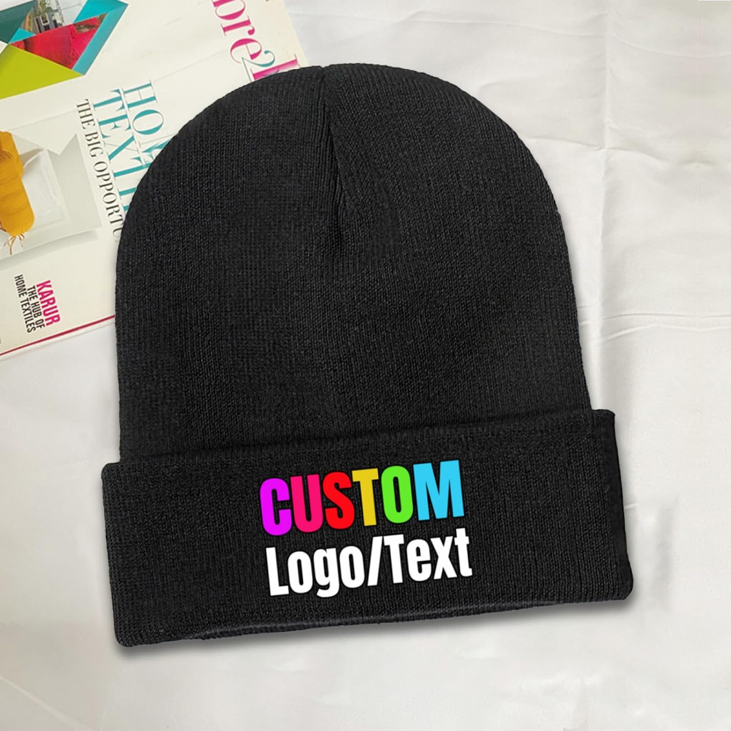 Custom Beanie Hats, Personalized Beanies Knit Cuffed Cap with Text Logo Name, Warm Gifts for Men Women - Image 2