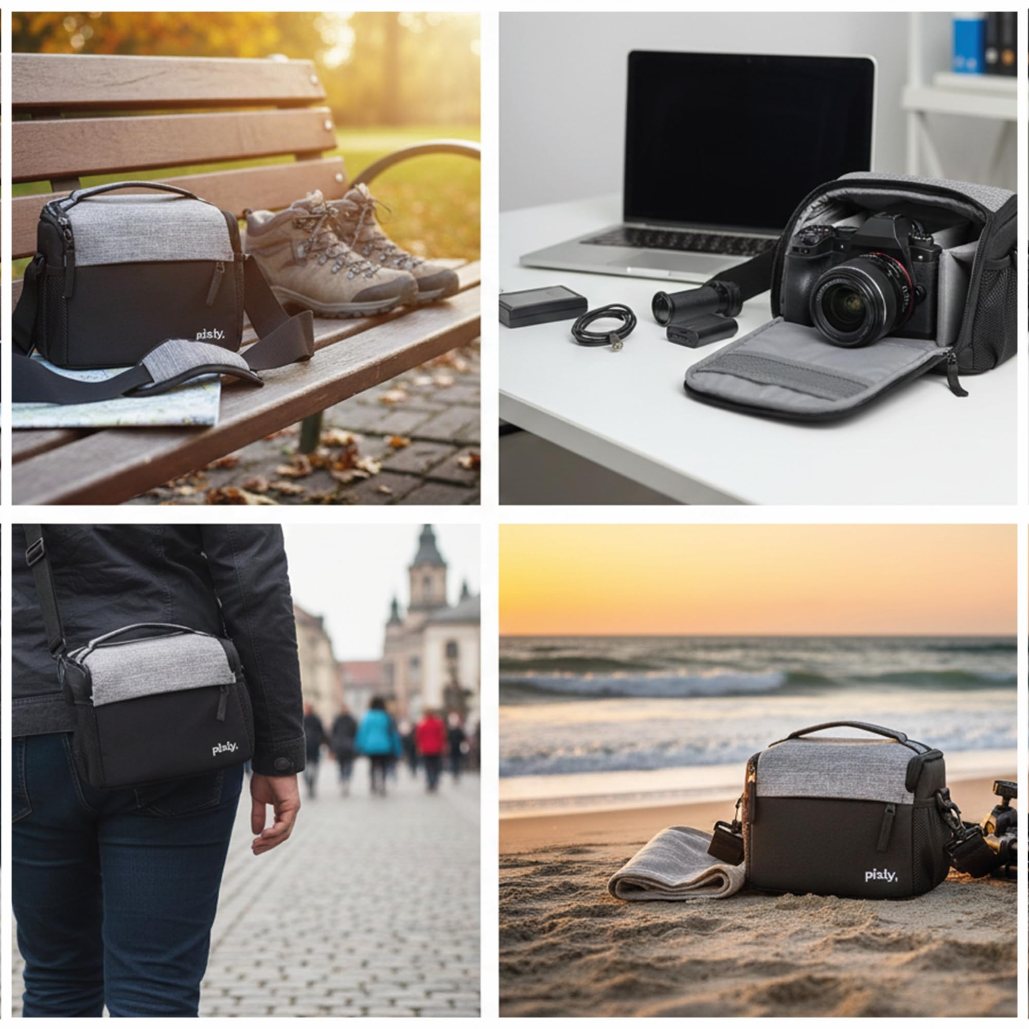 pixly® Torba na aparat fotograficzny na lustrzanki i aparaty systemowe, wyściełana torba na aparat z ochroną przeciwdeszczową, mała torba na aparat fotograficzny, elastyczna, kompaktowa torba na