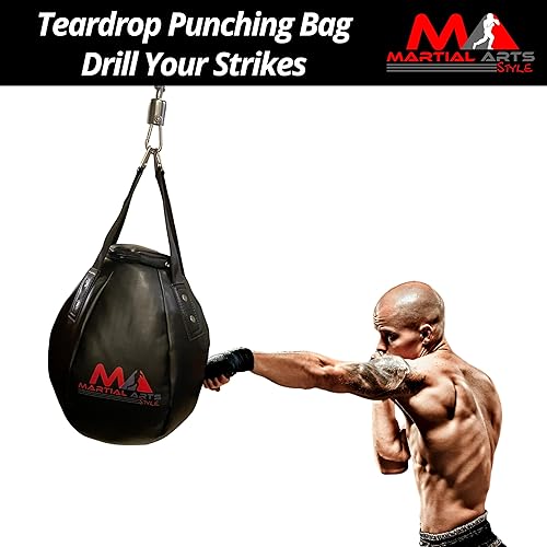 Miniatura 2 de Saco de boxeo profesional con forma de lágrima de boxeo para entrenamiento de MMA Kickboxing, Muay Thai, bolsa pesada de forma redonda (sin relleno)