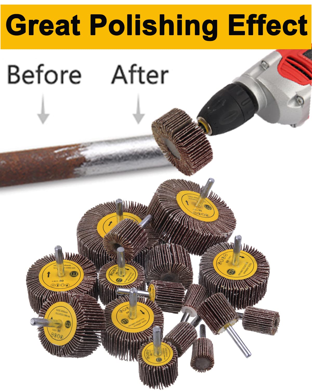 Abrasive Flap Wheels - 16 Pack 1/4" Shank -3