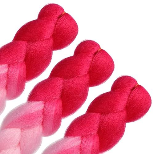 Miniatura 6 de HAIRCUBE Cabello trenzado ombré de 24 pulgadas, 3 paquetes de trenzas preestiradas, extensiones de cabello trenzado trenzado de ganchillo sintético
