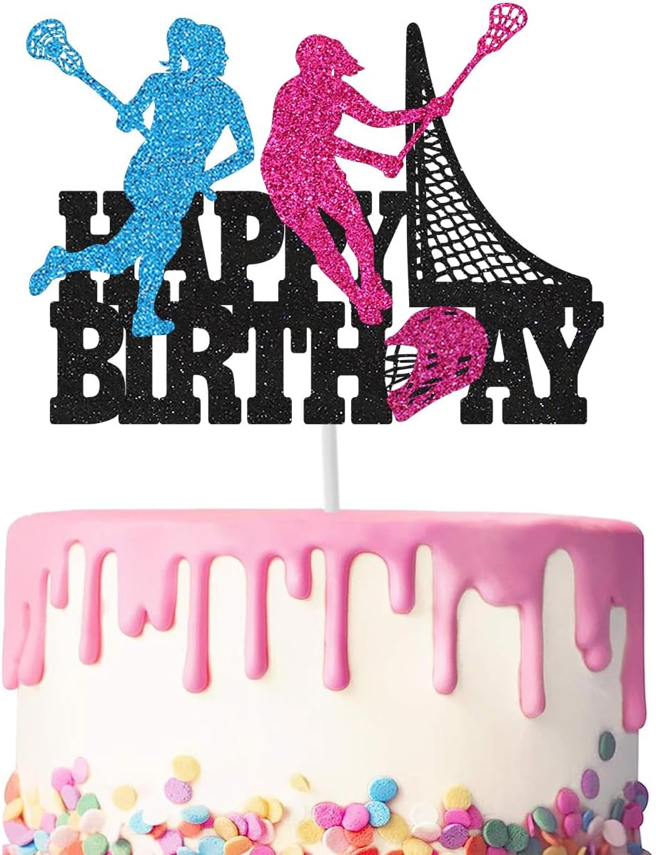 Lacrosse Sport Birthday Cake Topper for Girls Lacrosse