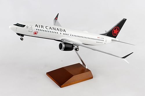 Miniatura 8 de Daron Skymarks Air Canada 737MAX8 1100 con soporte de madera y engranaje